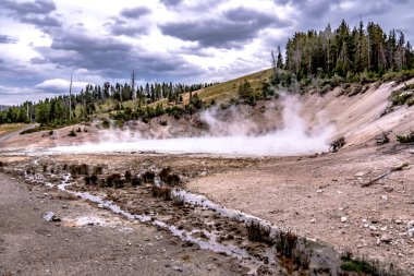 Yellowstone Ulusal Par 'da sıcak kaynak ve geiser 