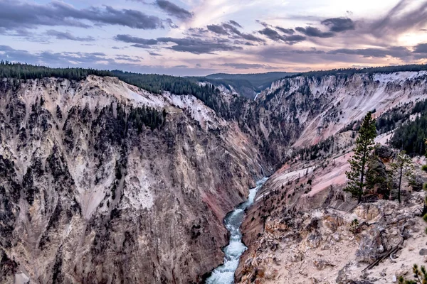 Lägre Fall Gulsten Nationalpark Från Konstnärspunkten Vid Solnedgången Wyoming Usa — Stockfoto
