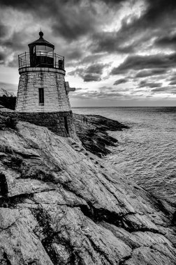 Castle Hill Lighthous 'da günbatımı. Newport, Rhode Island