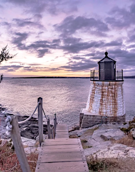 Sonnenuntergang Castle Hill Lighthous Newport Rhode Island — Stockfoto