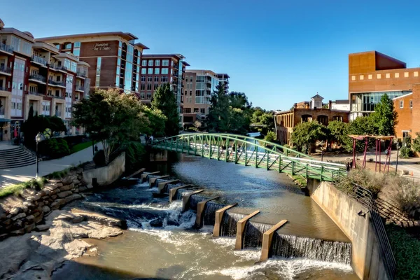 Greenville Zuid Carolina Reedy River Het Centrum — Stockfoto