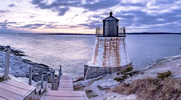 Puesta Sol Castle Hill Lighthous Newport Rhode Island —  Fotos de Stock