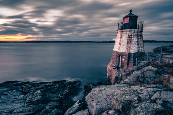 Leuchtturm Der Alten Burg Newport Rhode Island — Stockfoto