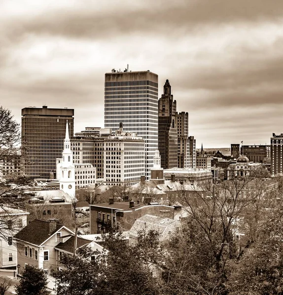 Providence Rhode Island Skyline Durante Temporada Otoño — Foto de Stock