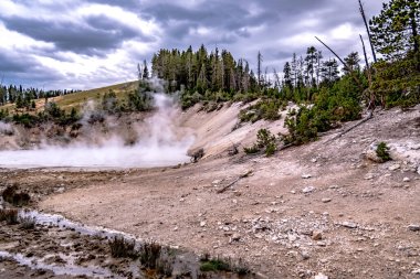 Yellowstone Ulusal Par 'da sıcak kaynak ve geiser 