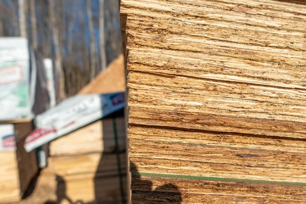 Stapel För Att Bygga Virke Byggarbetsplatsen — Stockfoto