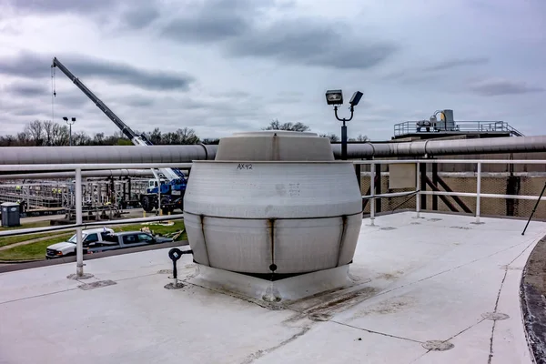 Ventilador Ventilación Escape Masivo Techo Planta Industrial — Foto de Stock