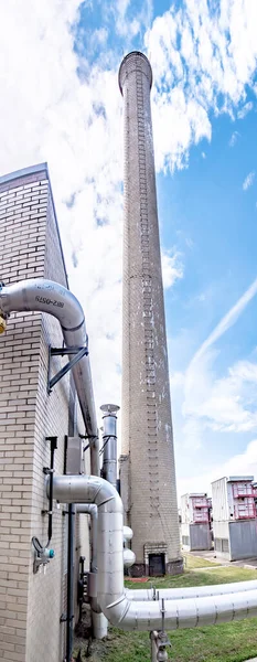 Hoge Schoorsteen Bij Ketelbouw Industriële Installaties — Stockfoto