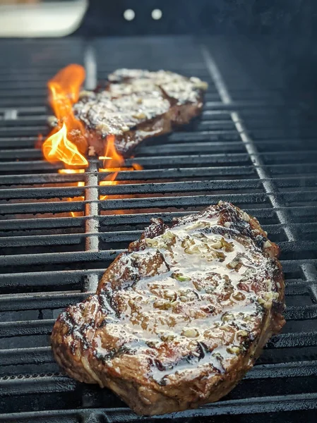 Steaks Côtelette Usda Premium Sur Gril — Photo