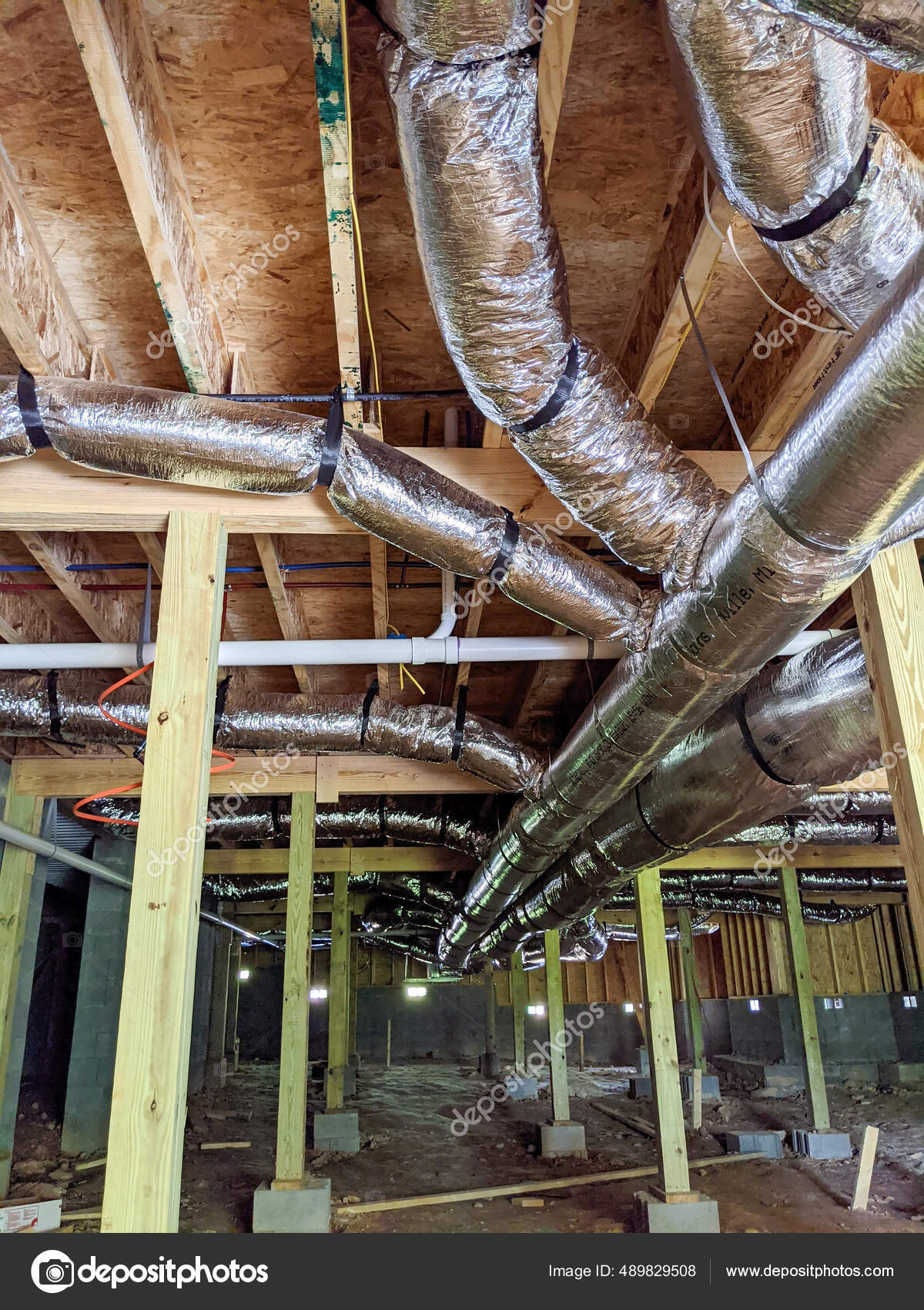 Residential Crawl Space Ductwork Framing Thin Ductwork For