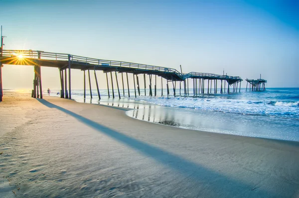 Abandonado North Carolina Fishing Pier Outerbanks OBX Cabo Chapeleiro — Fotografia de Stock