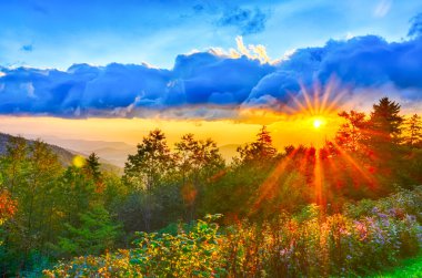 Blue ridge parkway yaz Appalaş Dağları sunset west