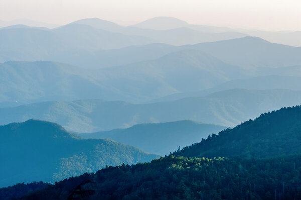 The simple layers of the Smokies at sunset - Smoky Mountain Nat.