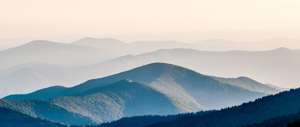 The simple layers of the Smokies at sunset - Smoky Mountain Nat.