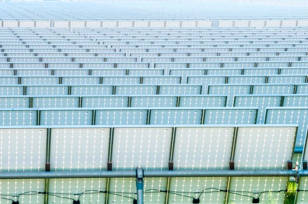 Solar panels field on a sunny day — Stock Photo, Image