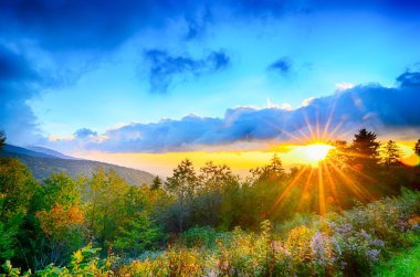 Blue ridge parkway yaz Appalaş Dağları sunset west