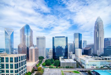 Charlotte North Carolina Skyline havadan görünümü