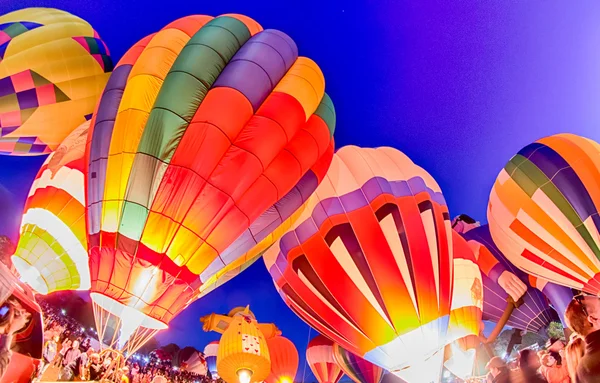 Bright Hot Air Balloons Glowing at Night — Stock Photo, Image