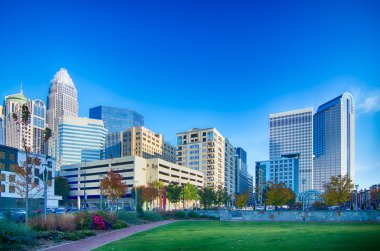 charlotte north carolina city skyline and downtown clipart