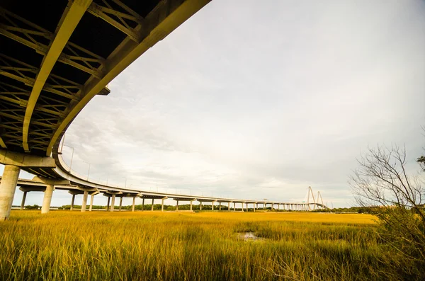 Förhöjda highway road och pelare — Stockfoto