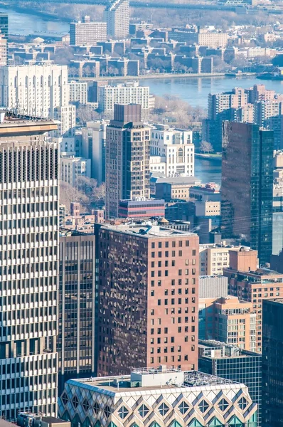 New York'un manhattan midtown hava panorama görünüm skyscr ile — Stok fotoğraf