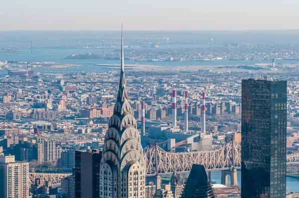 New york manhattan midtown luchtfoto panorama uitzicht op de stad met skyscr — Stockfoto