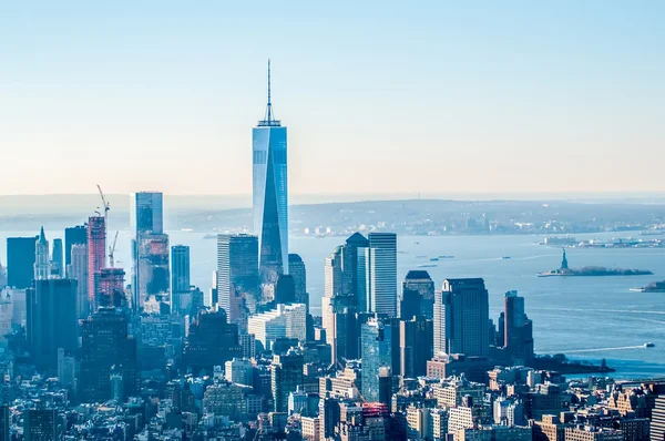 New york manhattan midtown luchtfoto panorama uitzicht op de stad met skyscr — Stockfoto