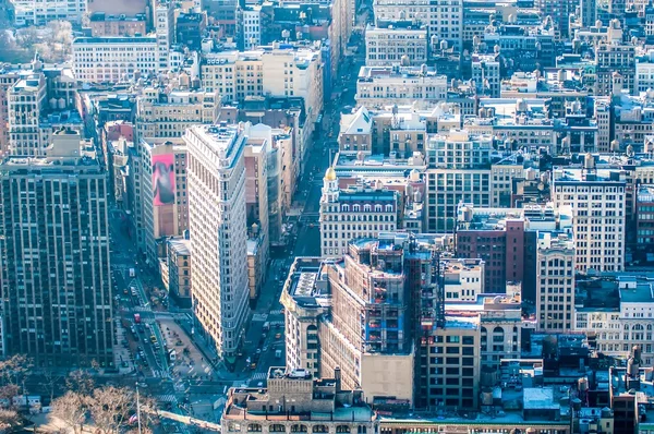 New york manhattan midtown luchtfoto panorama uitzicht op de stad met skyscr — Stockfoto