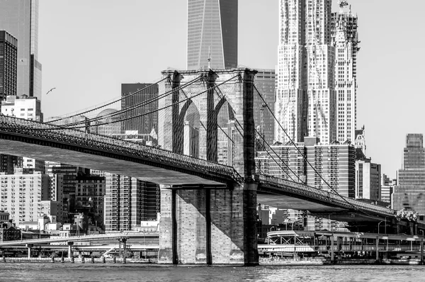 Brooklyn bridge und new york city manhattan skyline — Stockfoto