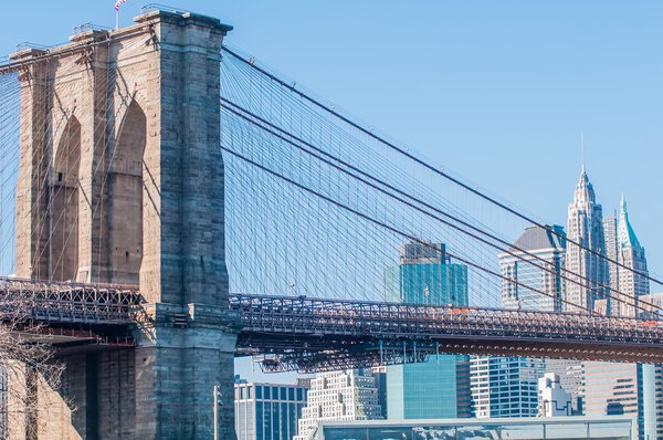 Brooklyn bridge and new york city manhattan skyline
