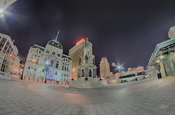 Skyline van providence rhode island skyline via een fisheye len — Stockfoto