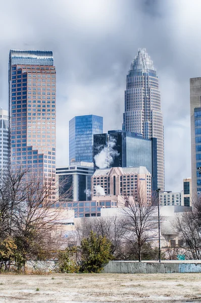 Snow and ice covered city and streets of charlotte nc usa — Stock Photo, Image