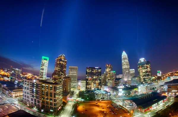 View of charlotte skyline aerial at sunset — Stock Photo, Image