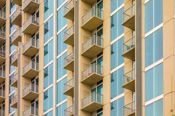 Balconies array on an apartment building