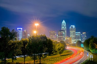 Şehir merkezinde Charlotte North Carolina Skyline