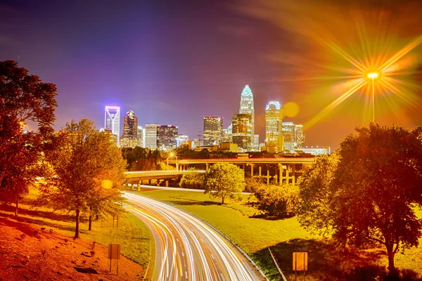 Centrum miasta Charlotte North Carolina panoramę — Zdjęcie stockowe