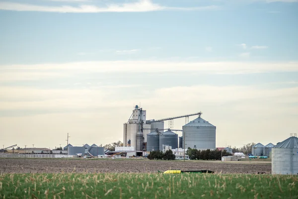 Spring farmland before sunset on a cloudy day — Stock Photo, Image