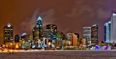 Charlotte Kraliçe şehir manzarası romare bearden park kışın yakınındaki