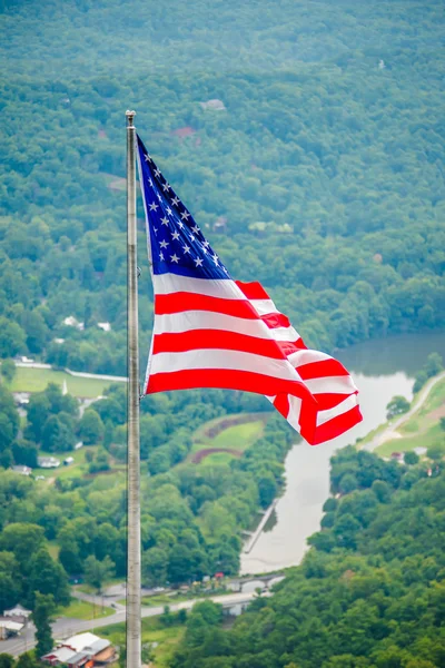 Chimney rock and american flag — Stock Photo, Image