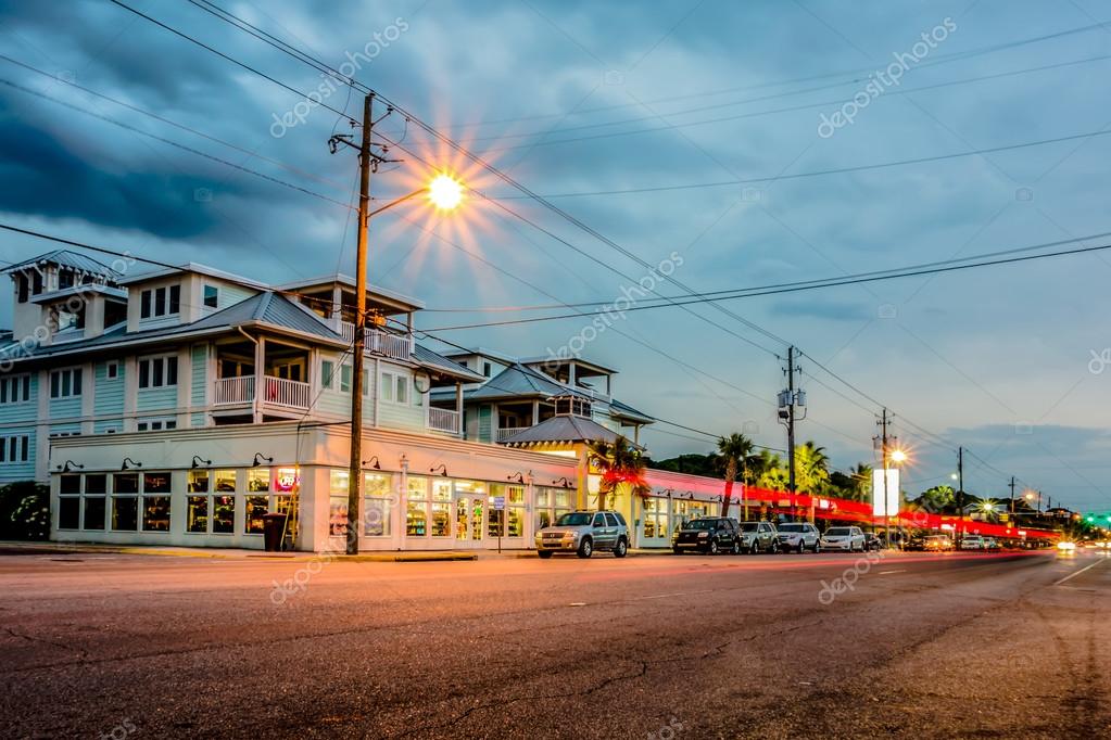 Tybee island town center streets at sunset — Stock Photo © digidream
