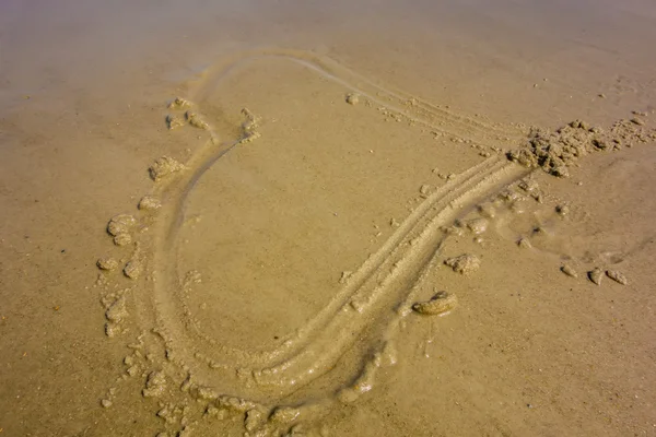 Hart getrokken op het zand strand — Stockfoto