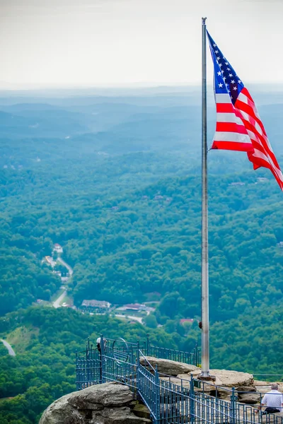 Chimney rock and american flag — Stock Photo, Image