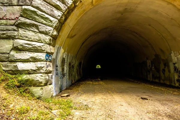 Tunnel à route à nulle part au bord du lac point de départ du sentier près du lac fonta — Photo