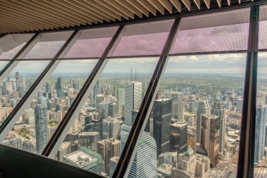 Toronto manzaralı şehir manzarası Cn Tower 'ın tepesinden, Ontario, Kanada 