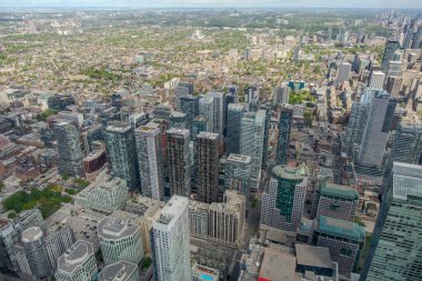 Toronto manzaralı şehir manzarası Cn Tower 'ın tepesinden, Ontario, Kanada 