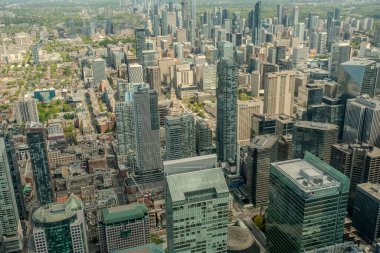 Toronto manzaralı şehir manzarası Cn Tower 'ın tepesinden, Ontario, Kanada 