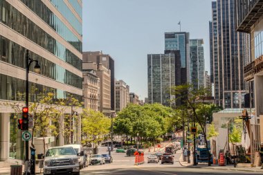 tarihi binalar ile eski montreal sokak görünümü 