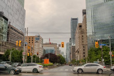 Toronto 'da sokak manzarası şehir merkezi, Ontario, Kanada