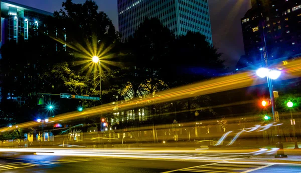 Night time on streets of charlotte north carolina — Stock Photo, Image