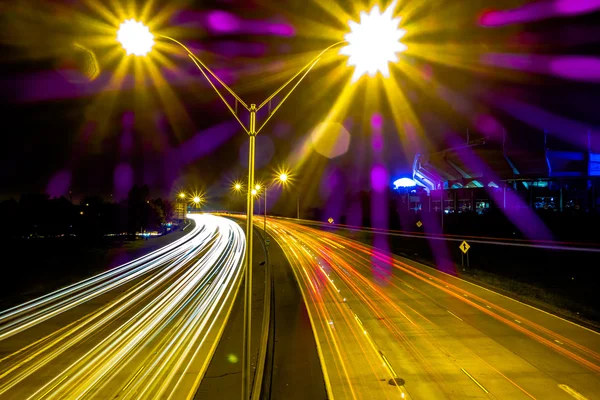 Night time on streets of charlotte north carolina — Stock Photo, Image